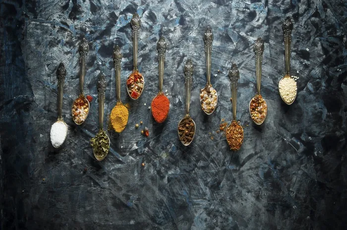 Framed Print : Print of Spices in a Spoon on Dark Background Framed Print : Print of Spices in a Spoon on Dark Background