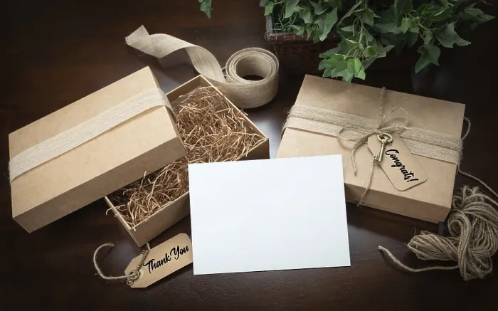 Framed Print : Gift Packaging Boxes Print with Jute String and Key Framed Print : Gift Packaging Boxes Print with Jute String and Key