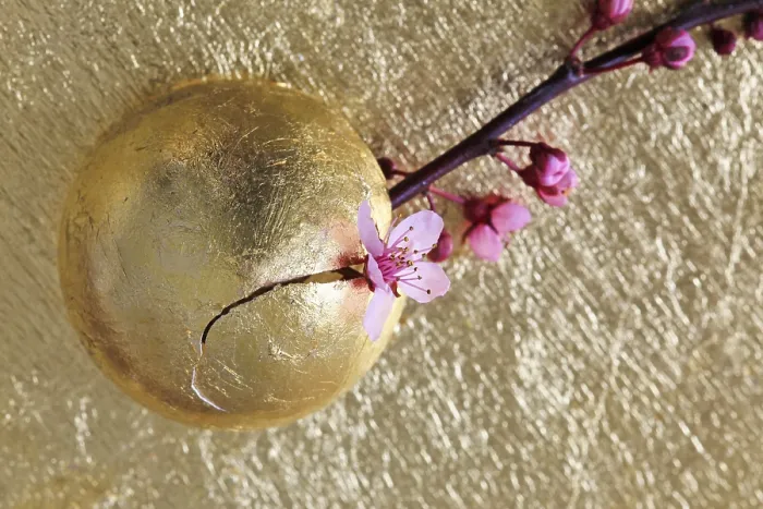 Framed Print : Gilded Easter Egg and Flowering Branch Print, Dresden Framed Print : Gilded Easter Egg and Flowering Branch Print, Dresden