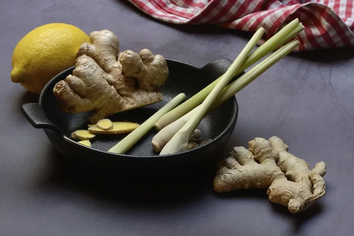 Framed Print : Ginger, Ginger Root and Lemongrass in Pot Print Framed Print : Ginger, Ginger Root and Lemongrass in Pot Print