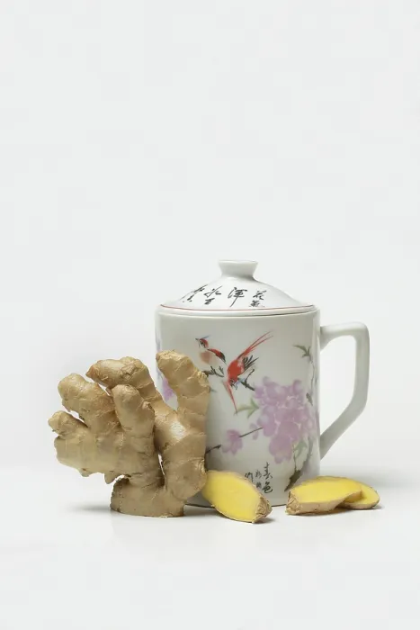 Framed Print : Ginger Root with Cup, Ginger Tea Print Framed Print : Ginger Root with Cup, Ginger Tea Print