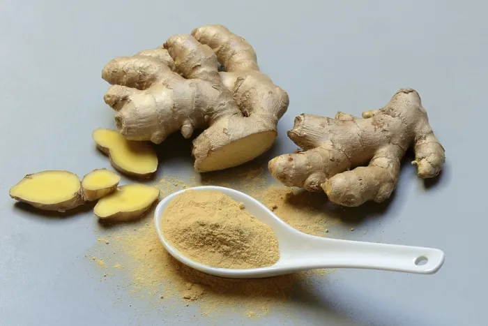 Framed Print : Ginger Root and Powder Print, Zingiber officinale