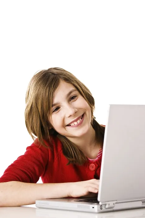 Framed Print : Girl on Computer Print Framed Print : Girl on Computer Print