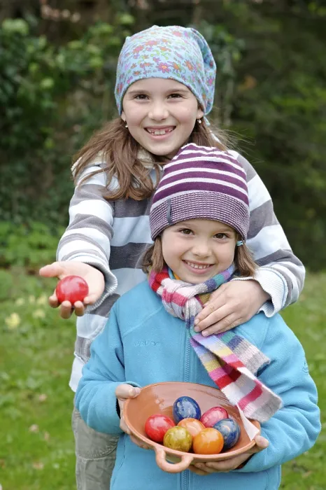 Framed Print : Two Girls with Easter Eggs Print Framed Print : Two Girls with Easter Eggs Print