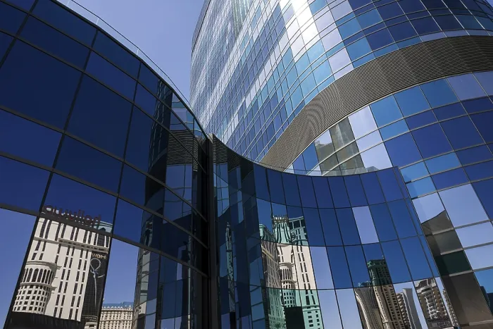 Framed Print : Glass Facade with Reflections, CityCenter Print Framed Print : Glass Facade with Reflections, CityCenter Print