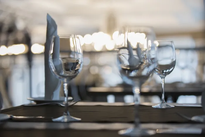 Framed Print : Glass Goblets on a Restaurant Table Print Framed Print : Glass Goblets on a Restaurant Table Print