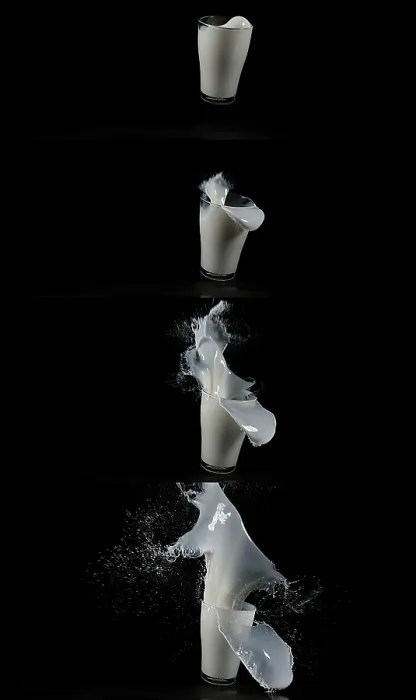 Framed Print : Glass for Milk Exploding Print against Black Background Framed Print : Glass for Milk Exploding Print against Black Background