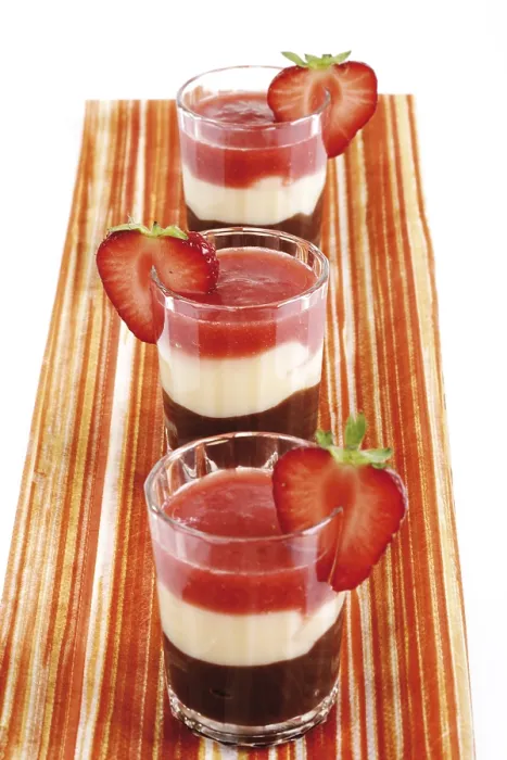 Framed Print : Vanilla Pudding Print with Chocolate and Strawberry Garnish Framed Print : Vanilla Pudding Print with Chocolate and Strawberry Garnish