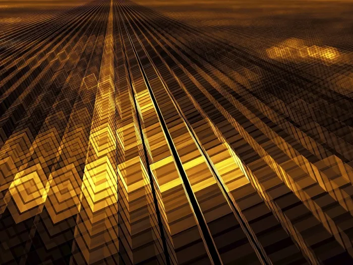 Framed Print : Golden Cubes Background Print - Abstract 3D Digital Art Framed Print : Golden Cubes Background Print - Abstract 3D Digital Art