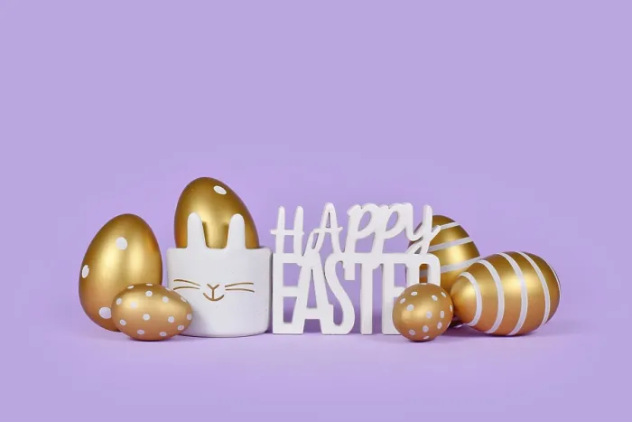Framed Print : Golden Easter Eggs Print on Violet Background Framed Print : Golden Easter Eggs Print on Violet Background