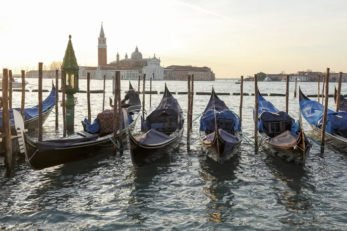 Framed Print : Gondolas in Piazzetta, Venice Print Framed Print : Gondolas in Piazzetta, Venice Print