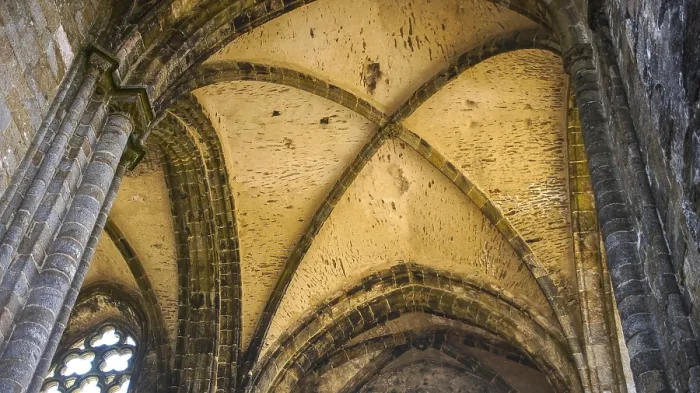 Framed Print : Gothic Vaulted Ceiling Print, Pointe St. Mathieu, France Framed Print : Gothic Vaulted Ceiling Print, Pointe St. Mathieu, France
