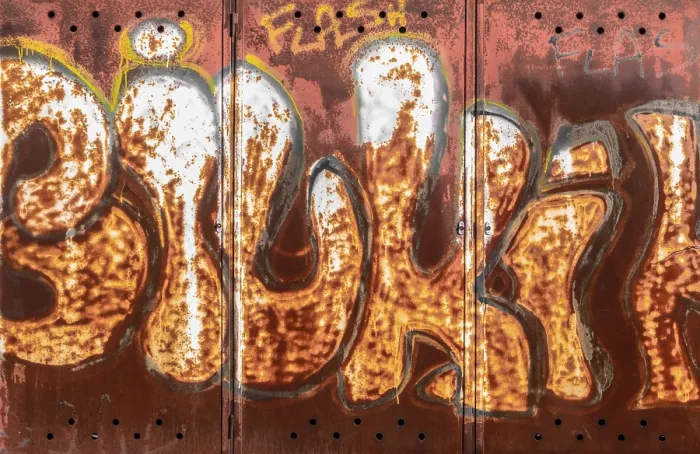 Framed Print : Rusty Metal Graffiti Print Framed Print : Rusty Metal Graffiti Print