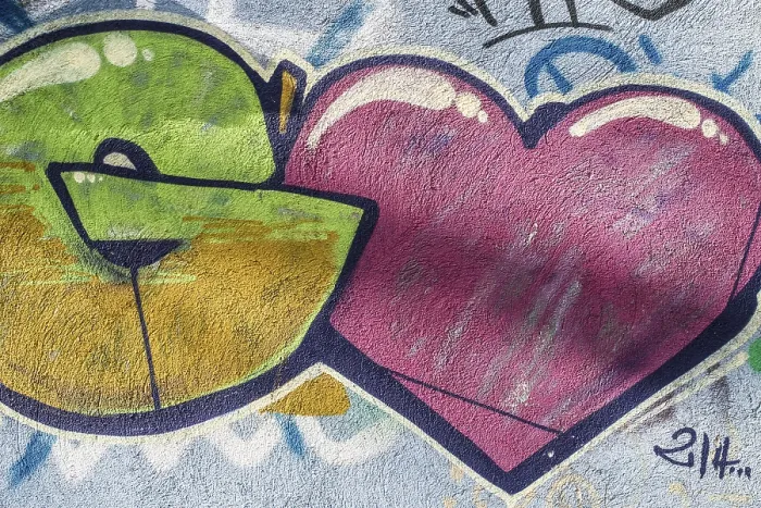 Framed Print : Heart Shape Graffiti Print on Wall Framed Print : Heart Shape Graffiti Print on Wall