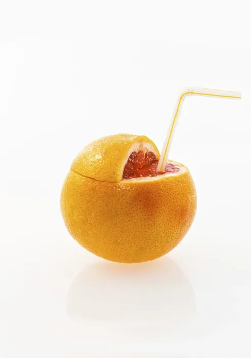 Framed Print : Grapefruit with a straw Print Framed Print : Grapefruit with a straw Print