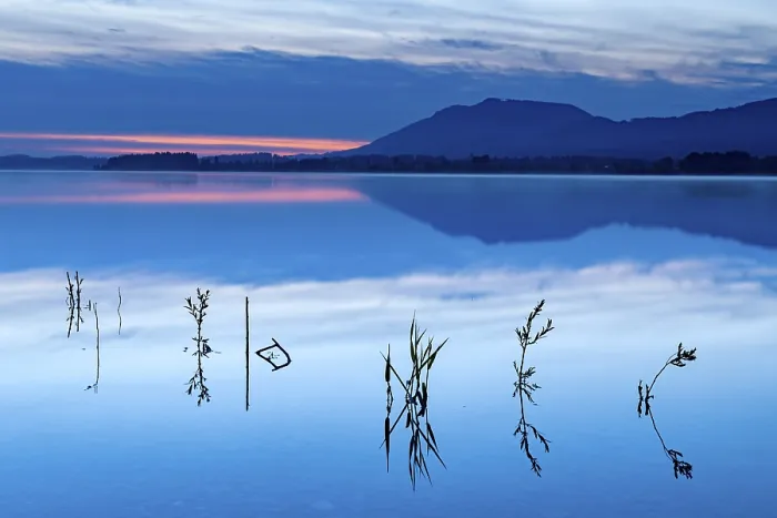 Framed Print : Blue Hour Reflection Print, Forggensee Lake, Bavaria Framed Print : Blue Hour Reflection Print, Forggensee Lake, Bavaria