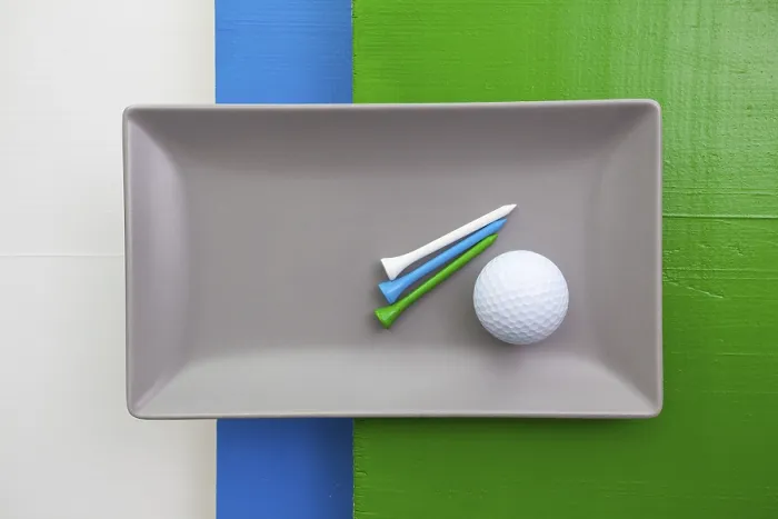 Framed Print : Gray Ceramic Dish with Golf Equipments on Wooden Table Print Framed Print : Gray Ceramic Dish with Golf Equipments on Wooden Table Print