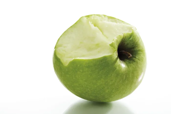 Framed Print : Green Apple Print: Bitten into Section Framed Print : Green Apple Print: Bitten into Section