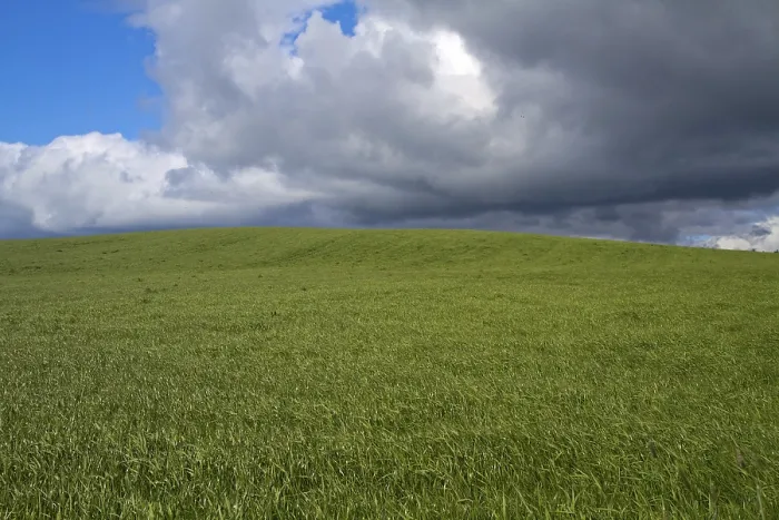 Framed Print : Scotland Print: Green Fields Under Dark Clouds Framed Print : Scotland Print: Green Fields Under Dark Clouds