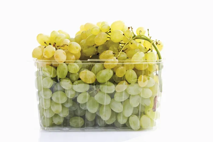 Framed Print : Green Grapes in Plastic Packaging Print Framed Print : Green Grapes in Plastic Packaging Print