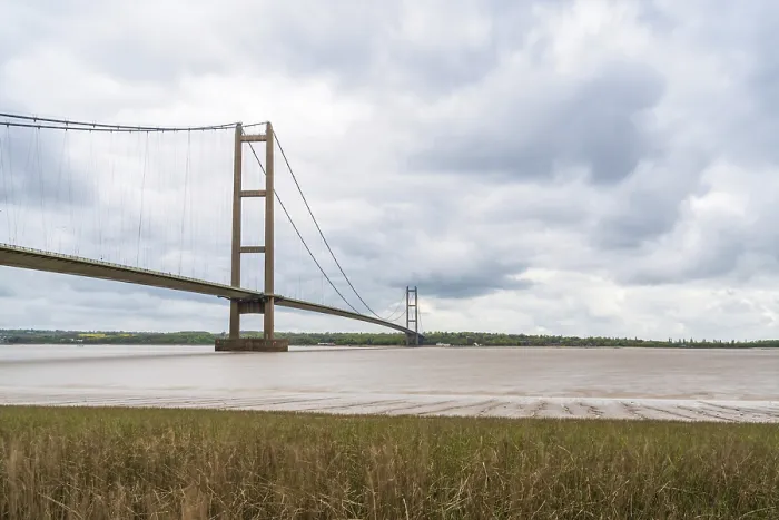 Framed Print : Grey Clouds Over Humber Bridge Print, North Lincolnshire, England Framed Print : Grey Clouds Over Humber Bridge Print, North Lincolnshire, England