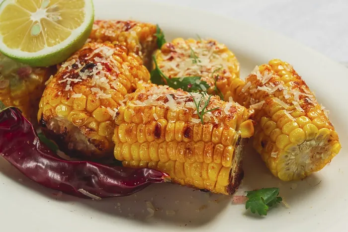 Framed Print : Grilled Corn with Spices Print, Top View Framed Print : Grilled Corn with Spices Print, Top View