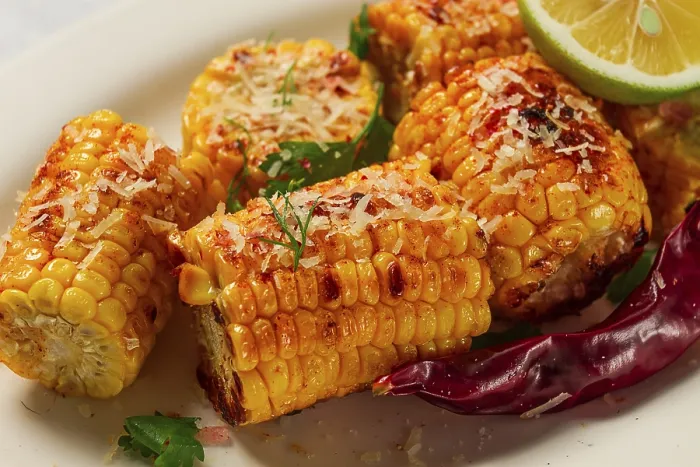 Framed Print : Grilled Corn with Spices Print, Top View Framed Print : Grilled Corn with Spices Print, Top View