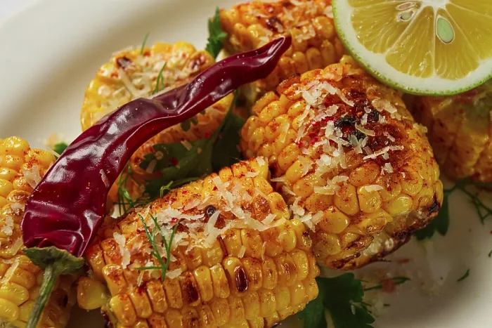 Framed Print : Grilled Corn with Spices Print, Top View Framed Print : Grilled Corn with Spices Print, Top View