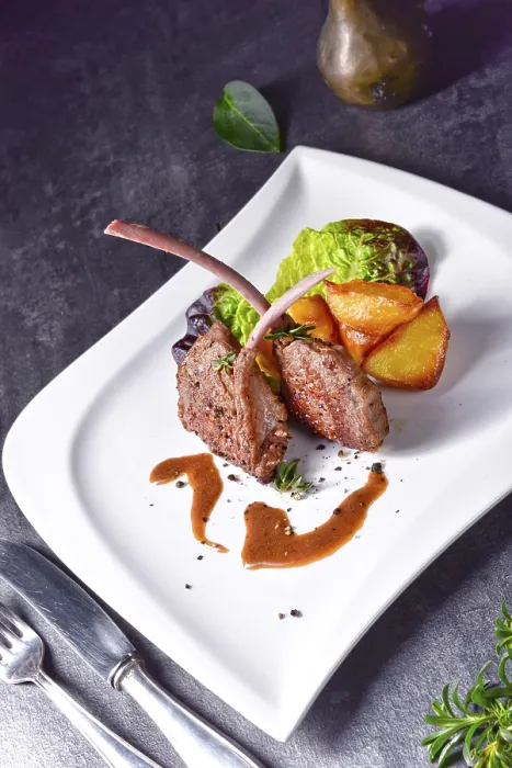 Framed Print : Grilled Lamb Chops with Potatoes Print Framed Print : Grilled Lamb Chops with Potatoes Print