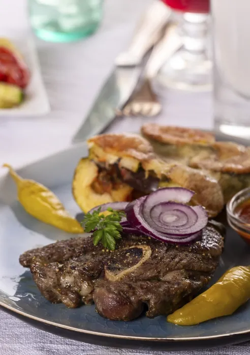 Framed Print : Grilled Lamb Print on a Plate Framed Print : Grilled Lamb Print on a Plate