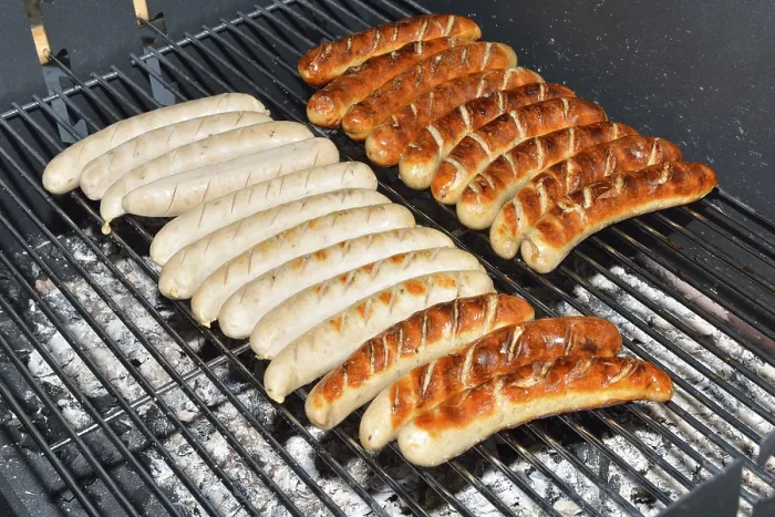 Framed Print : Grilled Sausages on a Whole Print Framed Print : Grilled Sausages on a Whole Print