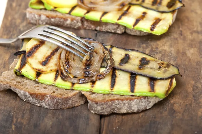 Framed Print : Grilled Vegetables Print on Rustic Bread Framed Print : Grilled Vegetables Print on Rustic Bread