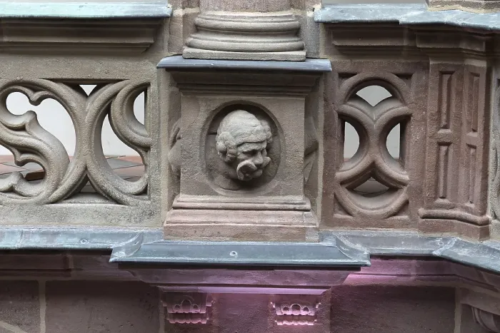 Framed Print : Grotesque on the columns in the Pellerhof, Nuremberg Print Framed Print : Grotesque on the columns in the Pellerhof, Nuremberg Print