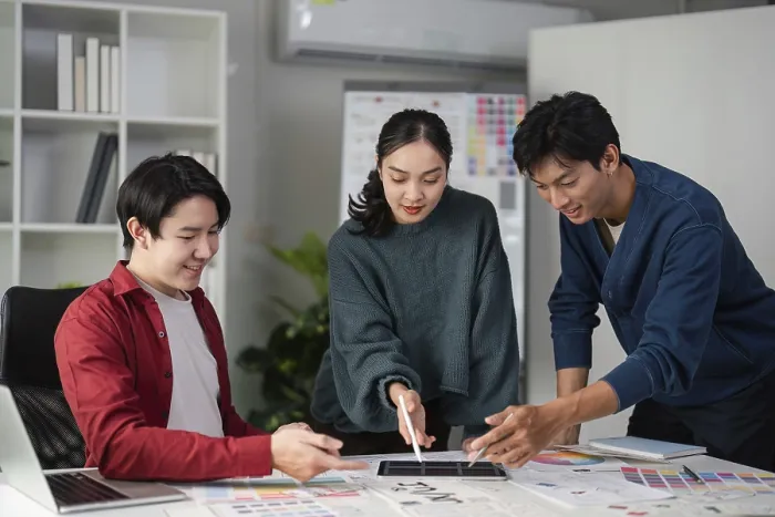 Framed Print : Designers Brainstorm in a Visually Stimulating Print Framed Print : Designers Brainstorm in a Visually Stimulating Print