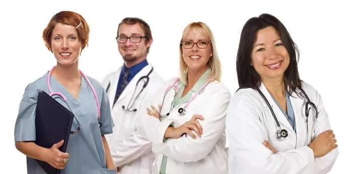 Framed Print : Group of Doctors Isolated on White Background Print Framed Print : Group of Doctors Isolated on White Background Print