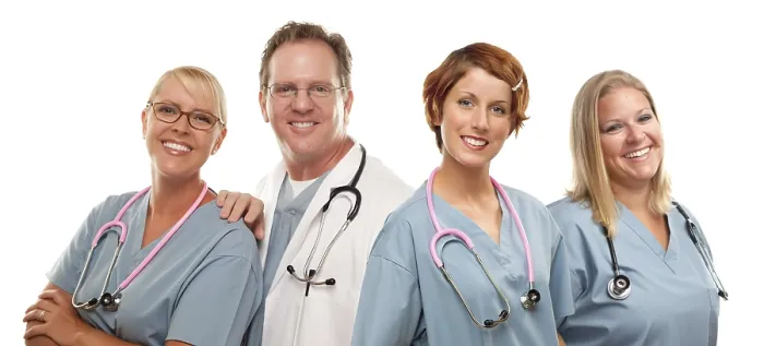 Framed Print : Medical Professionals Print - Isolated on White Background