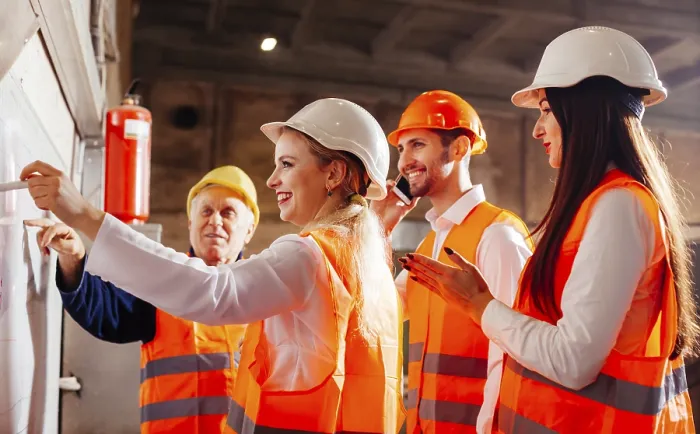 Framed Print : Workers Plan Work at Flip Chart Print Framed Print : Workers Plan Work at Flip Chart Print