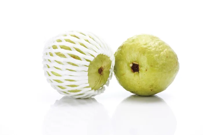 Framed Print : Two Guavas, One Packed in Plastic Print Framed Print : Two Guavas, One Packed in Plastic Print