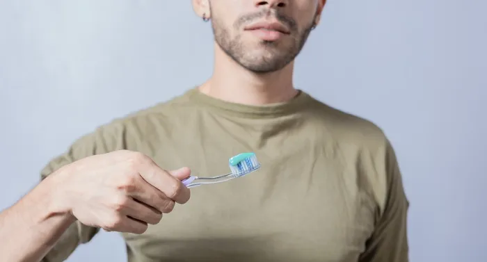Framed Print : Guy with Unrecognizable Face Holds Toothbrush Print Framed Print : Guy with Unrecognizable Face Holds Toothbrush Print