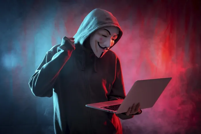 Framed Print : Hacker with Anonymous Mask Print Framed Print : Hacker with Anonymous Mask Print