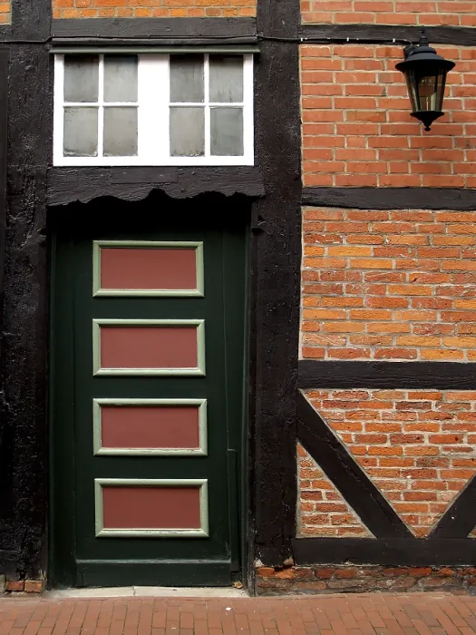 Framed Print : Half-timbered Door in Stade Print Framed Print : Half-timbered Door in Stade Print