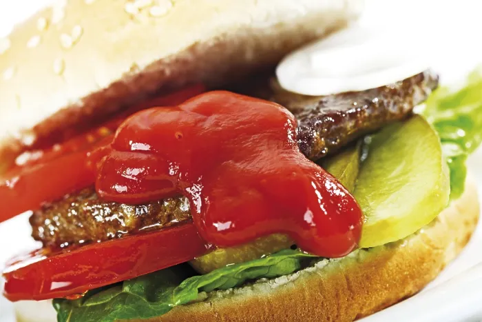 Framed Print : Hamburger with Ketchup Print Framed Print : Hamburger with Ketchup Print