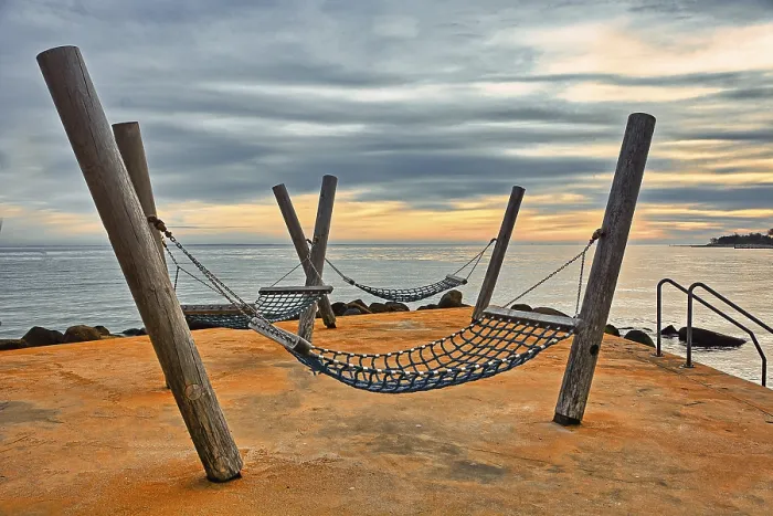 Framed Print : Hammocks on the pier of Kellenhusen, Germany Print Framed Print : Hammocks on the pier of Kellenhusen, Germany Print