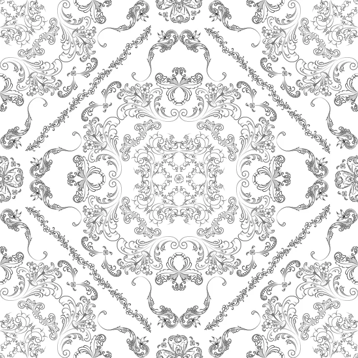 Framed Print : Hand-Drawn Floral Print on White Background Framed Print : Hand-Drawn Floral Print on White Background