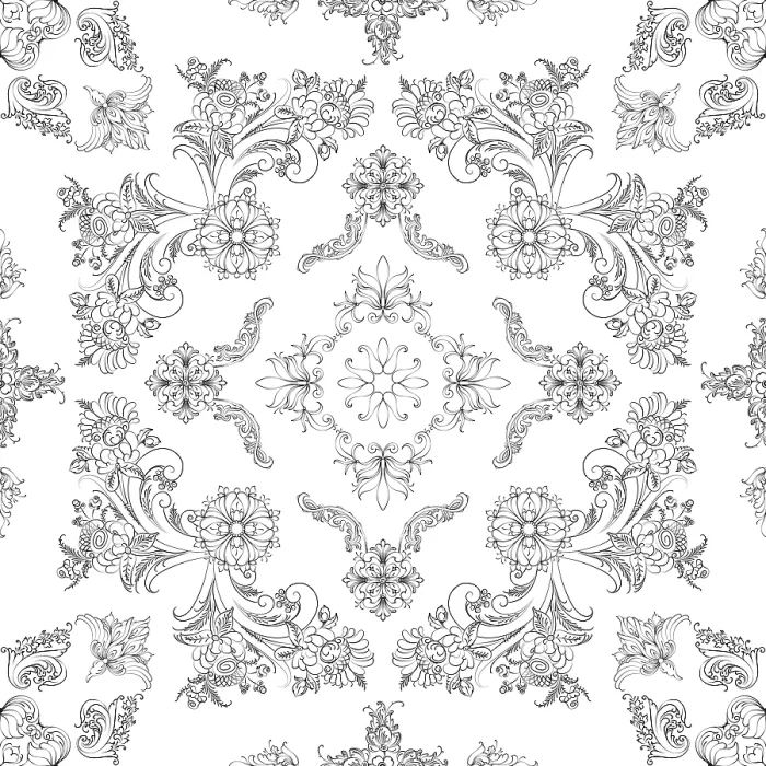 Framed Print : Hand Drawn Floral Print on White Background Framed Print : Hand Drawn Floral Print on White Background