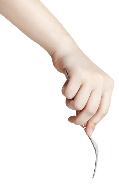 Framed Print : Hand with Fork Print against White Background