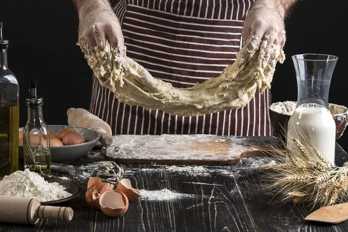 Framed Print : Rustic Kitchen Print: Flour and Dough Preparation Framed Print : Rustic Kitchen Print: Flour and Dough Preparation