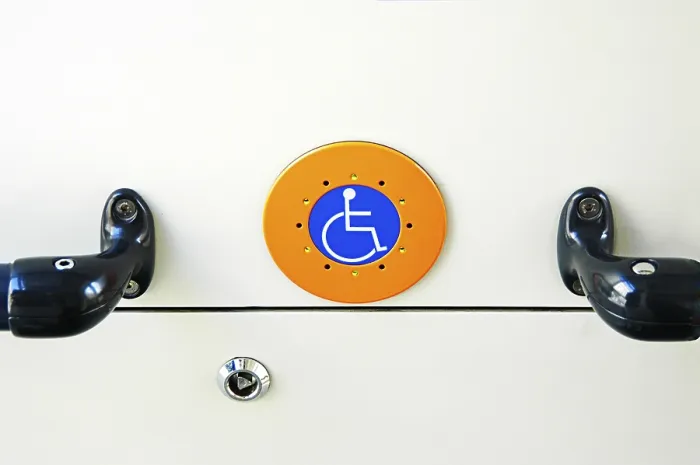 Framed Print : The Handicapped Button Print in a Tramway Framed Print : The Handicapped Button Print in a Tramway