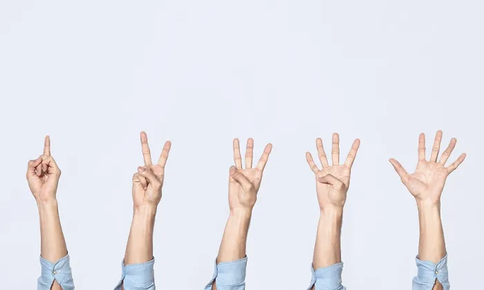 Framed Print : Hands Counting Countdown Print: One to Five Framed Print : Hands Counting Countdown Print: One to Five