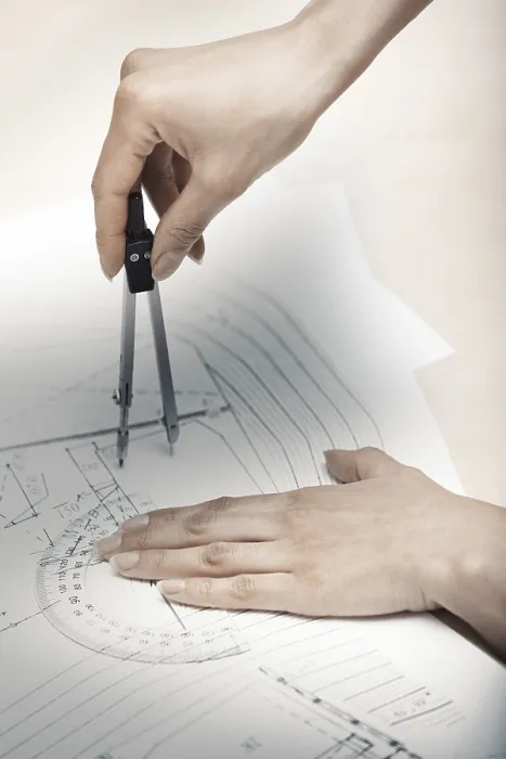 Framed Print : Hands of Engineer Working on Construction Plan Print Framed Print : Hands of Engineer Working on Construction Plan Print